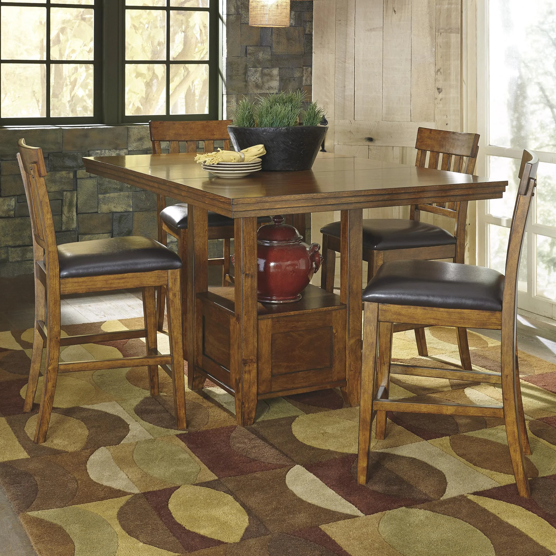 Signature Design by Ashley Ralene D594-42+4x124 Casual Dining Table Set with 4 Bar Stools | Turk ...